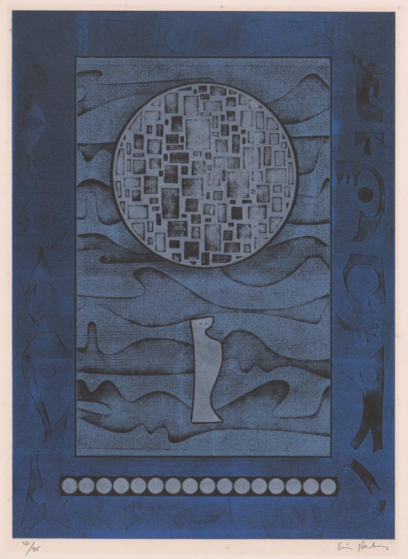 Ervin Neuhaus Signed Print: Ervin Neuhaus (Hungarian 1928 - 2012) signed print. Pencil signed "Ervin Neuhaus" lower right. Numbered "37/75" in pencil lower left. Measures 15.75" x 21.75" (40cm x 55.25cm) image size, 22.5" x 25.7