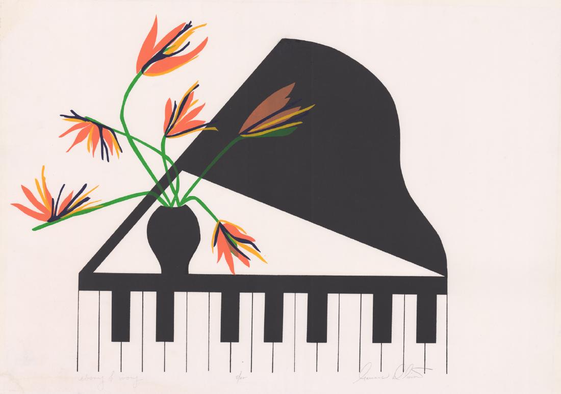 Title "Ebony & Ivory" Illegibly Signed Lithograph (1 of 6)