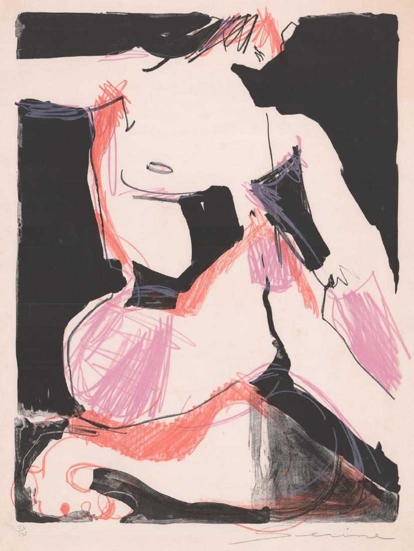 Large Illegibly Signed Original Lithograph (1 of 5)