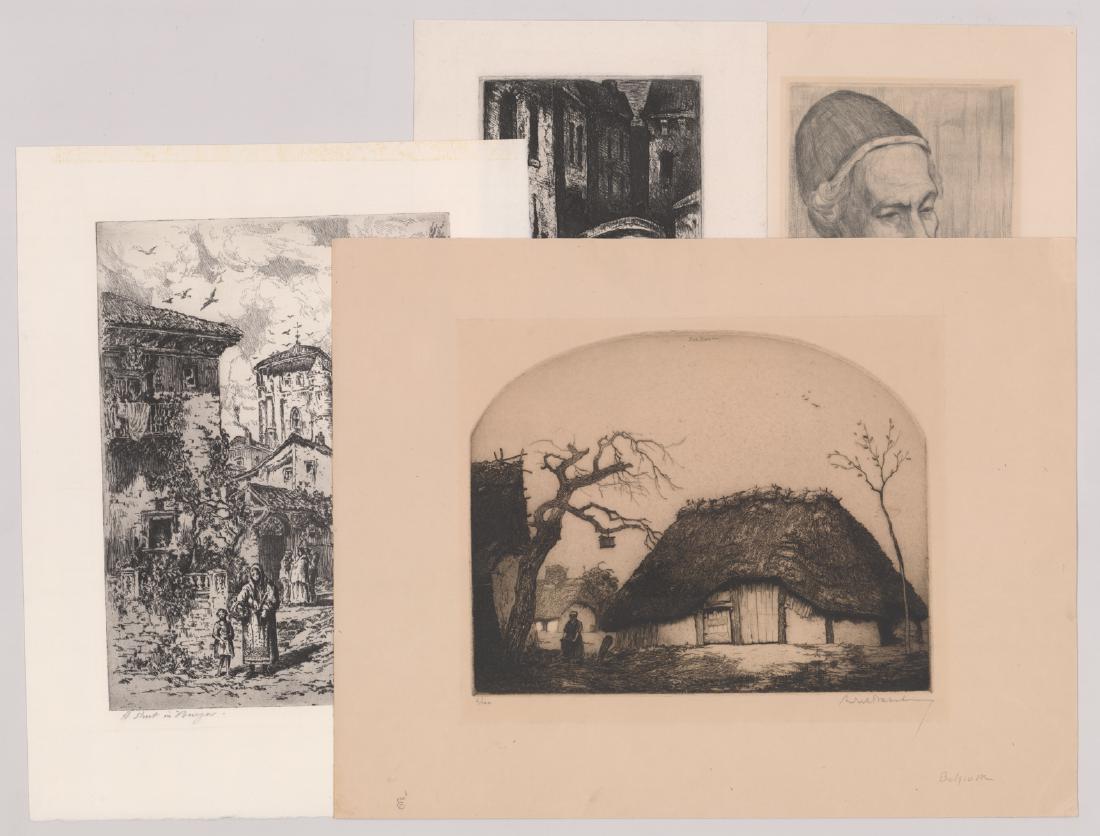 Group of Four Signed Etchings by Various Artists (1 of 5)