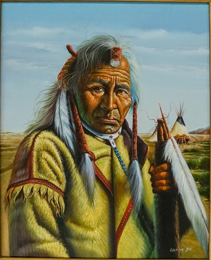 Signed Original Oil Painting of Native American (1 of 4)