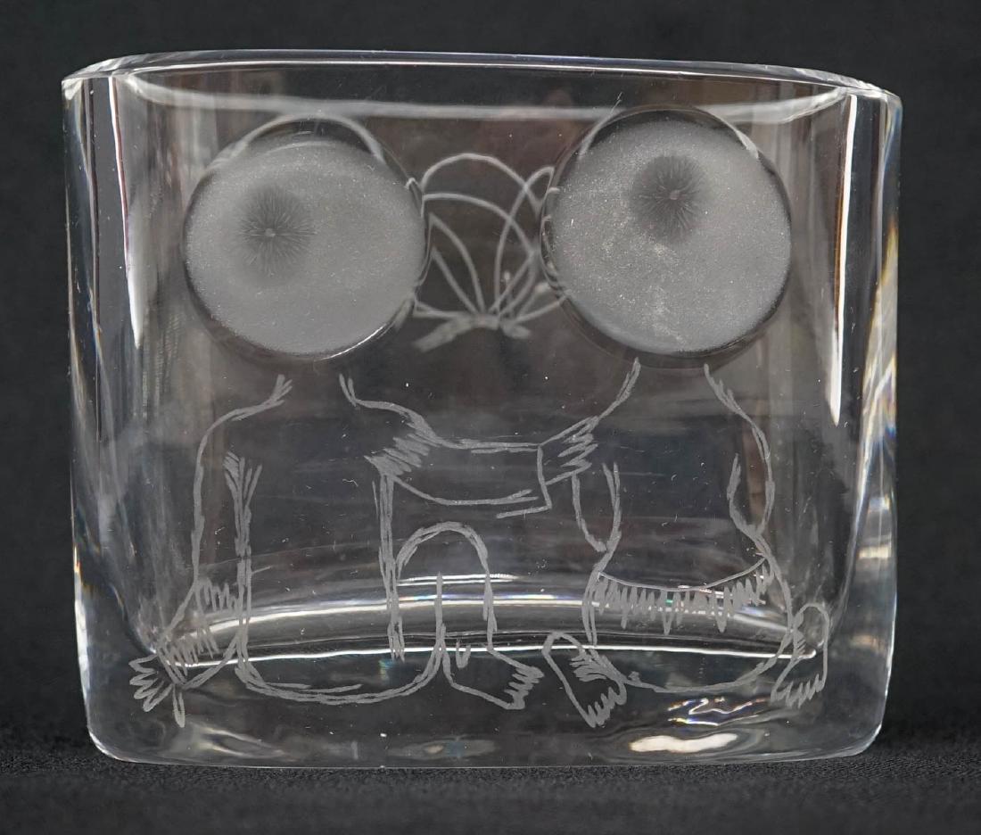 Orrefors Signed Mid-Century Vase: Orrefors signed mid-century vase measuring 4" x 5" x 2.5". Excellent condition with no chips or cracks. We ship most items in this auction in house and gladly combine shipping if possible of multiple 