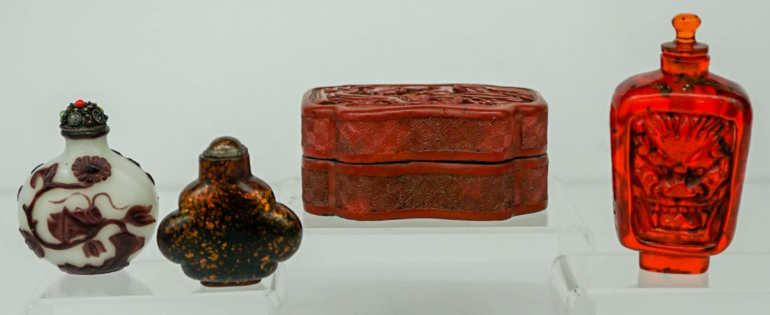 Old Chinese Cinnabar Box & Snuff Bottles (1 of 18)