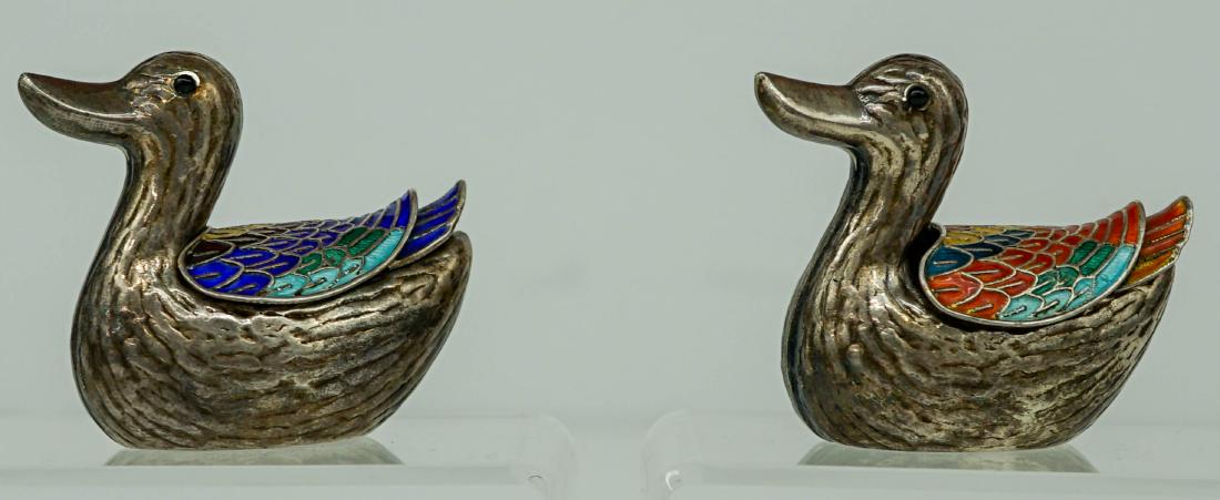 Pair of 99% Silver and Enamel Figural Salts (1 of 13)
