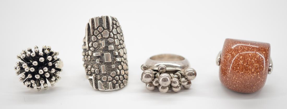 Four Signed Sterling Modernist Rings (1 of 5)