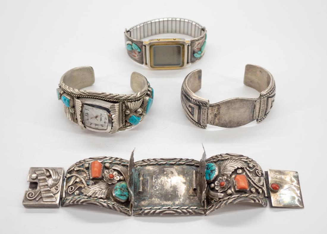 Four Old Native American Watch Bracelets (1 of 5)