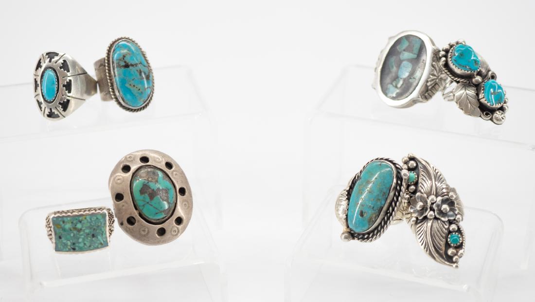 Group od Eight Old Navajo Rings (1 of 9)