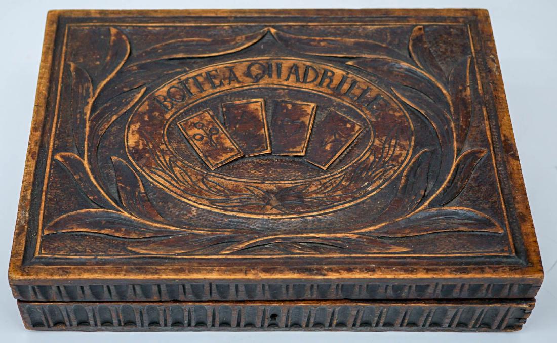 Folk Art Carved Wood Playing Card Case (1 of 5)