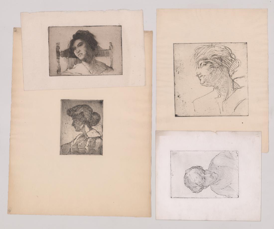 Gertrude Horsford Fiske Etchings (3) & One Study (1 of 3)
