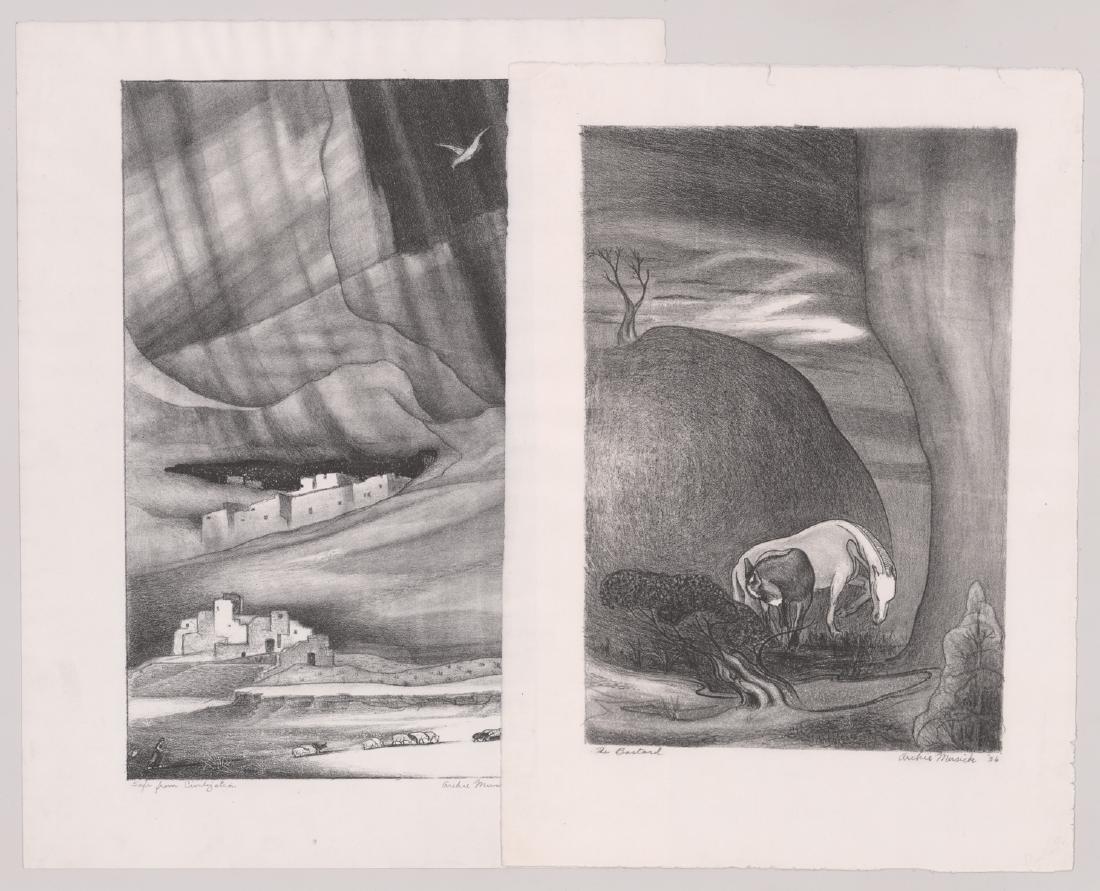 Two Archie Musick Signed WPA Era Lithographs (1 of 3)