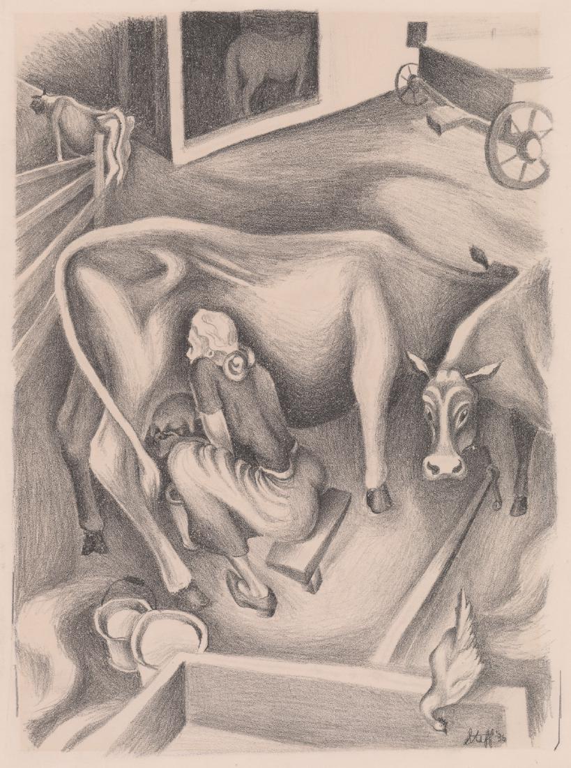 Steff Signed WPA Era Lithograph (1 of 4)
