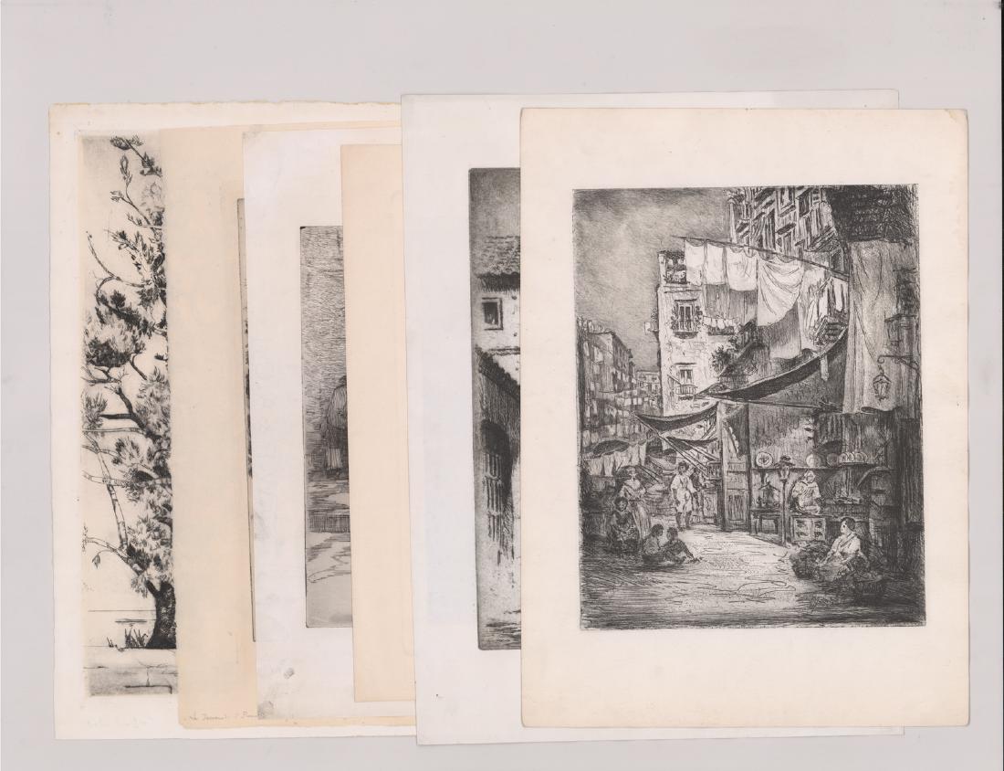 Group of Six Antique Etchings Various Artists (1 of 4)