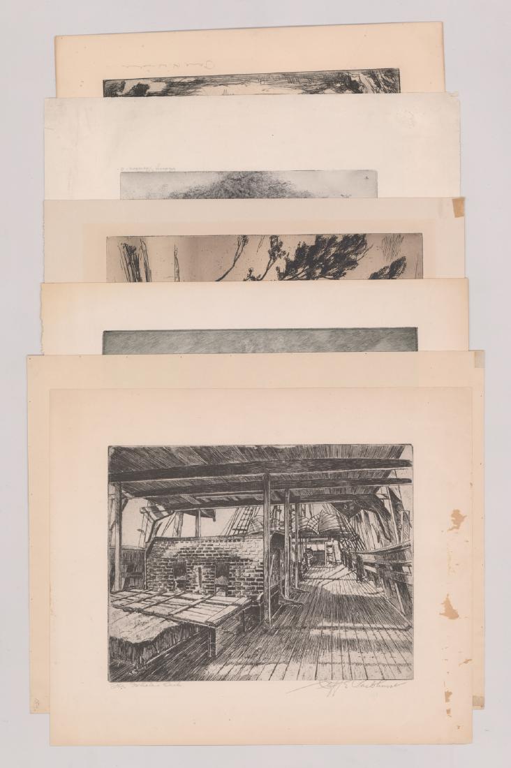 Group of Six Signed Etchings Various Artists (1 of 5)