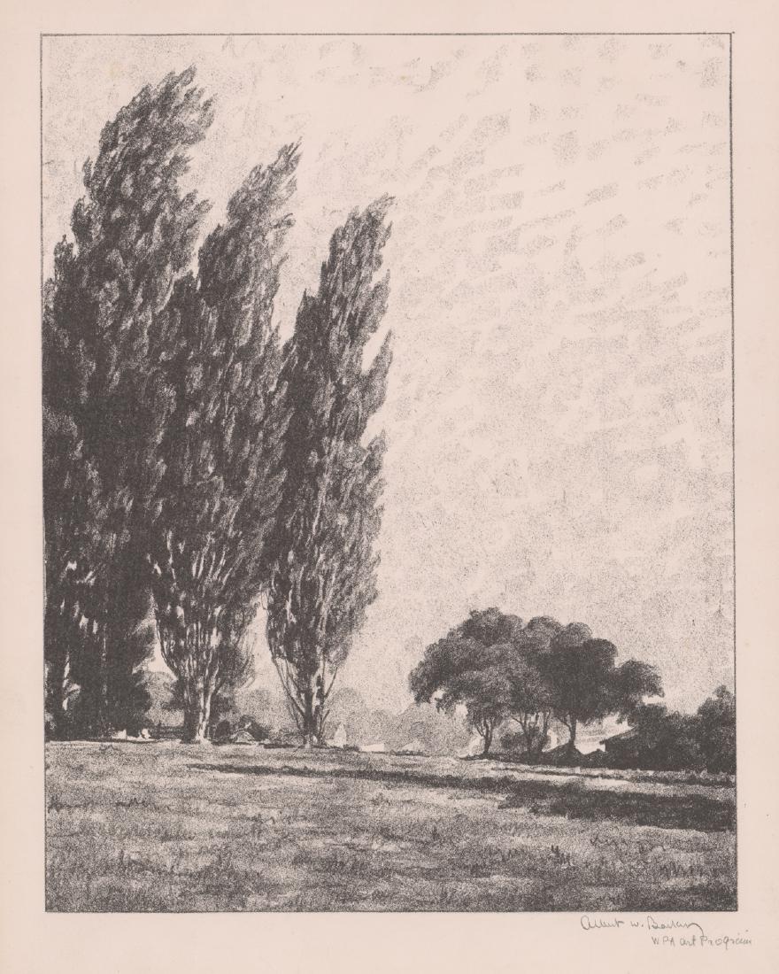 Albert Winslow Barker Signed WPA Era Lithograph (1 of 4)
