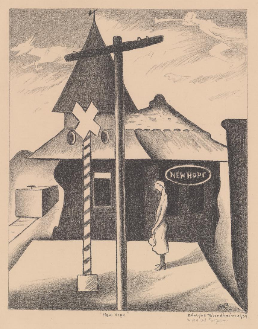 Adolphe Blondheim Signed WPA Era Lithograph (1 of 4)