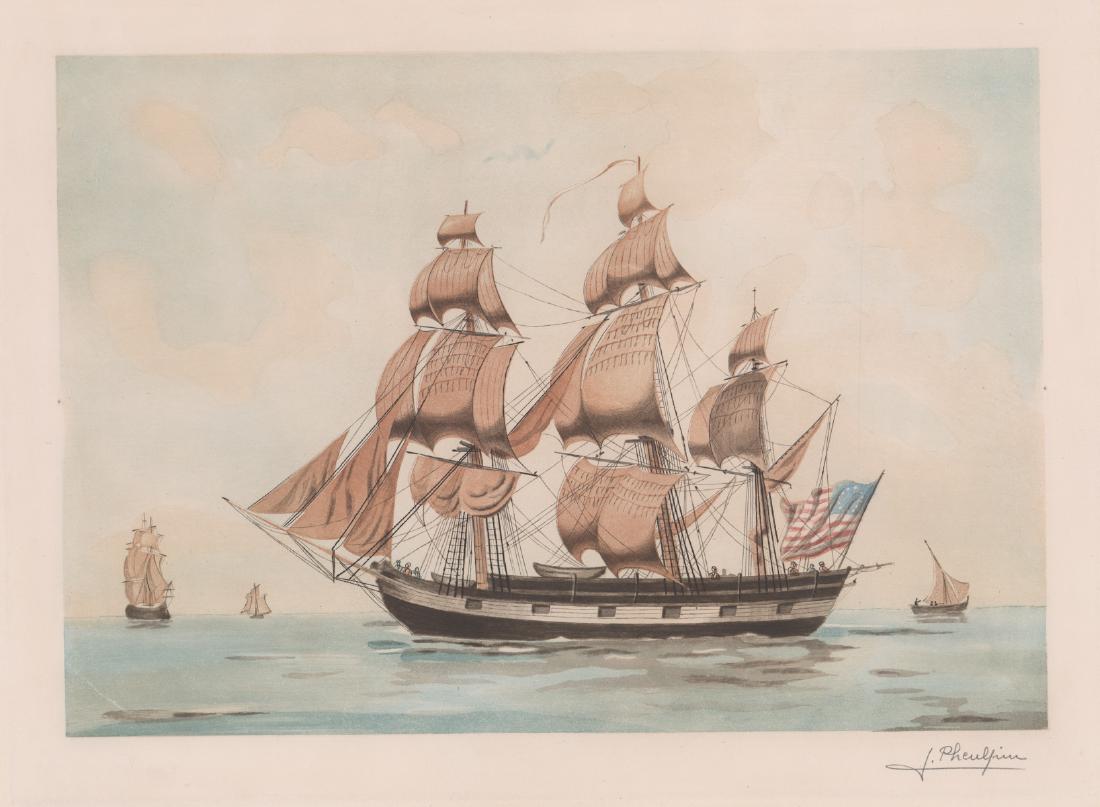 Illegibly Signed Hand Colored Engraving (1 of 4)