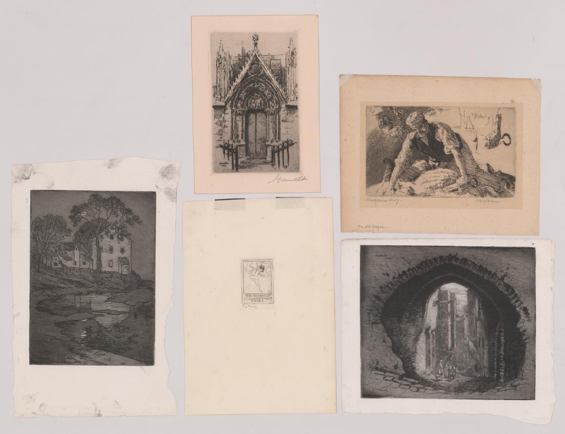 Group of Five Small Etchings Various Artists (1 of 1)