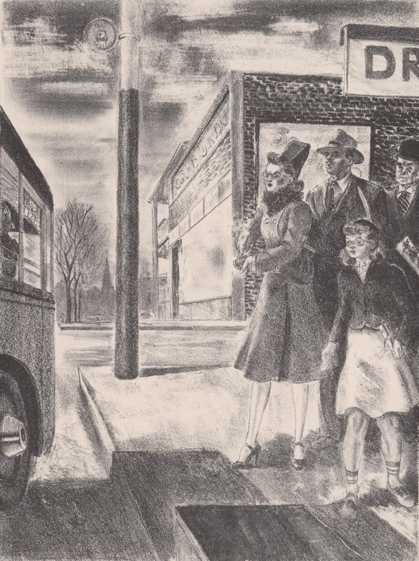 Unsigned WPA Era Lithograph E/O Ted Wahl (1 of 3)