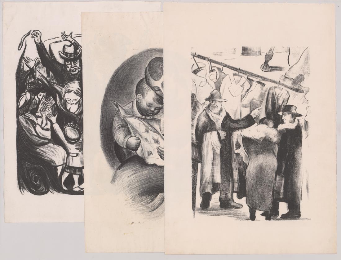 Unsigned WPA Era Lithographs (3) E/O Ted Wahl (1 of 4)