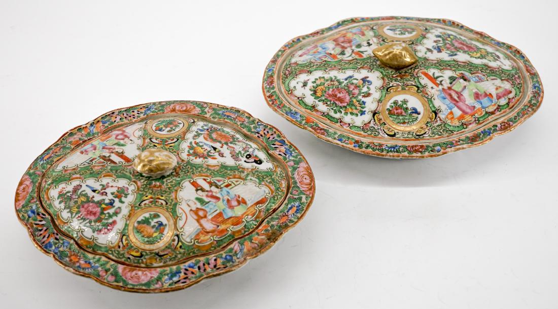 Pair Chinese Export Rose Medallion Servers (1 of 13)
