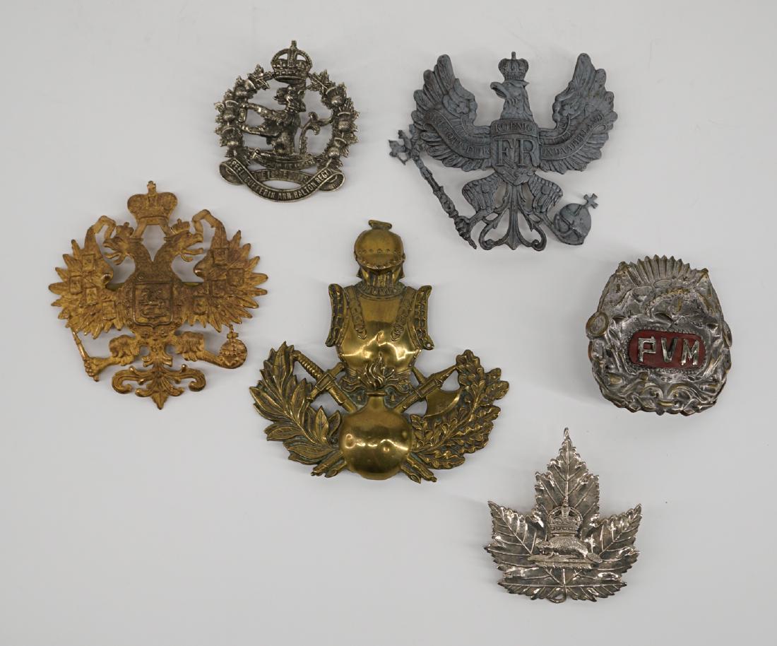 Group of Six Antique Military Hat Plates (1 of 4)