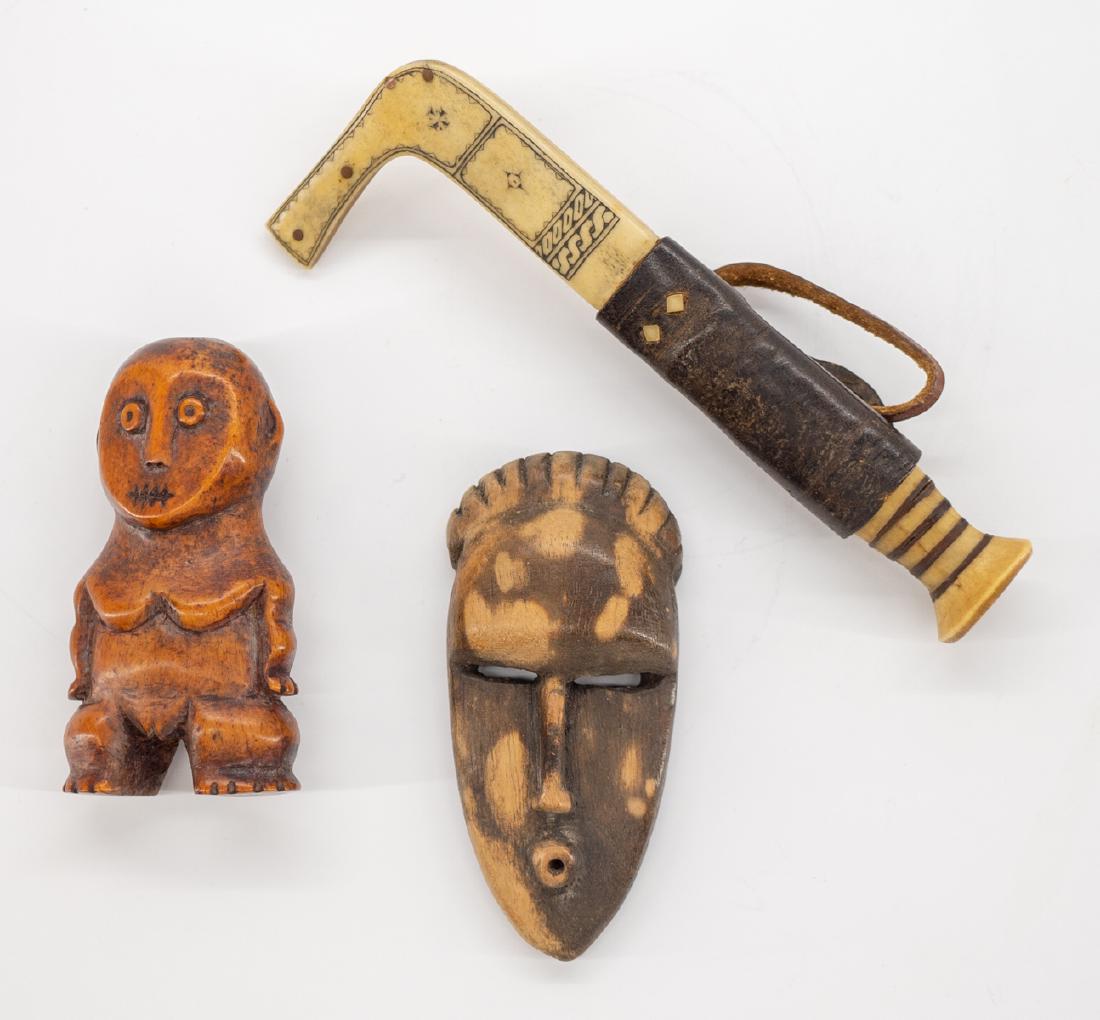 Two Ethnic Carvings and Handmade Knife (1 of 5)