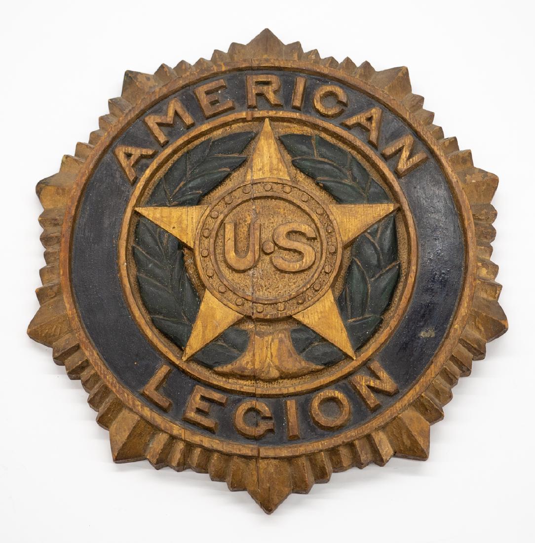 Antique American Legion Carved Wood Sign (1 of 2)