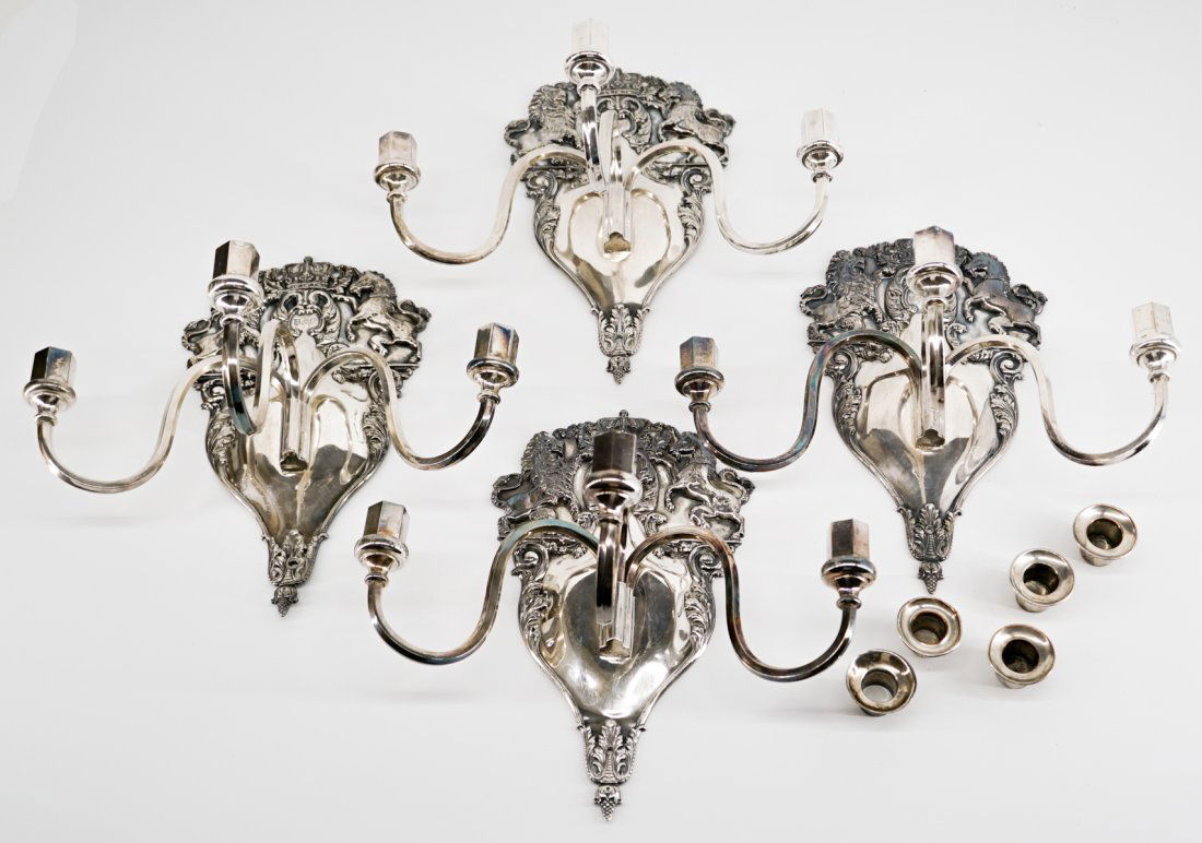 Set of Four Sheffield Silver Plate Wall Sconces (1 of 4)