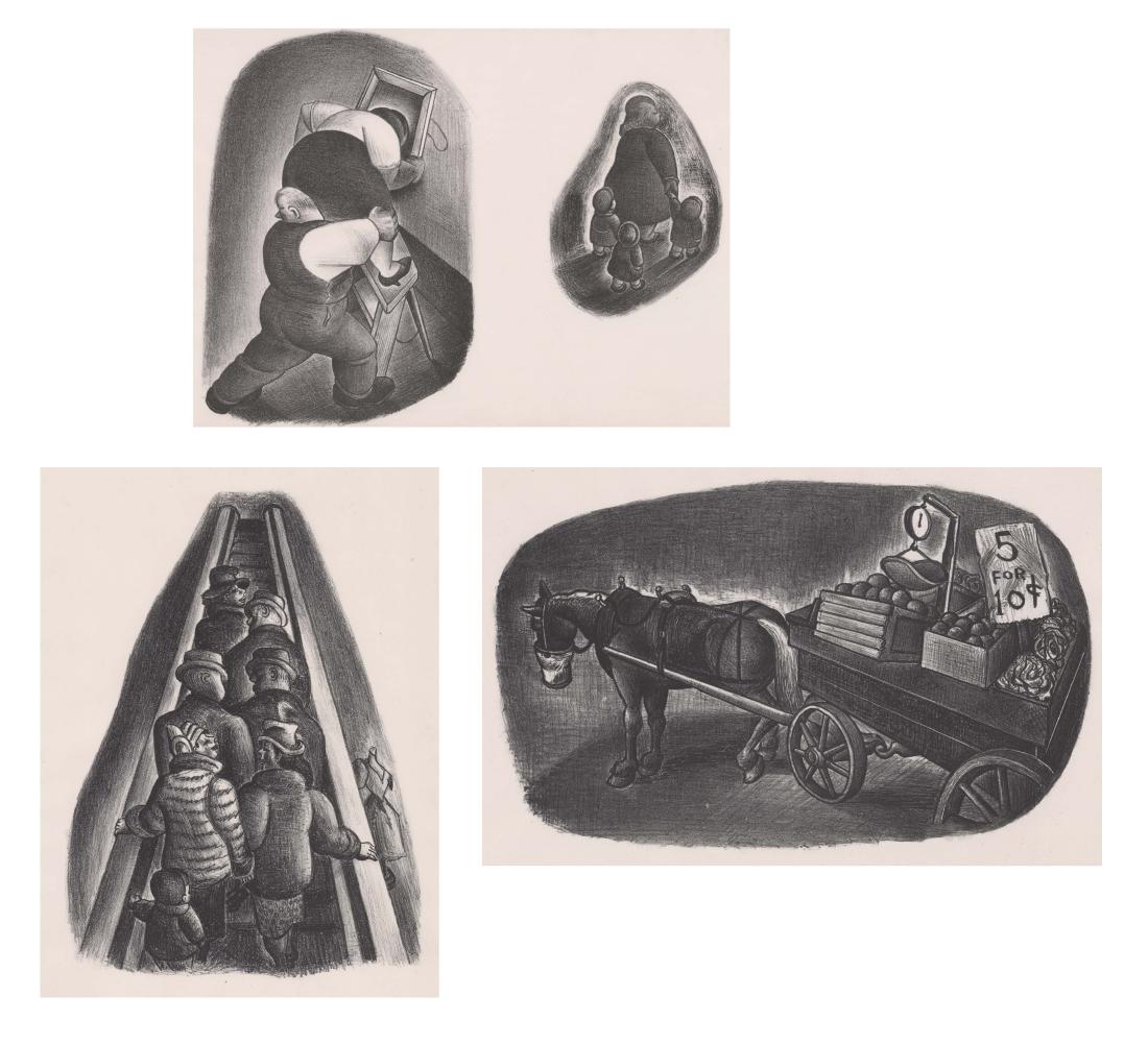 Three Unsigned WPA Era Lithographs (1 of 7)