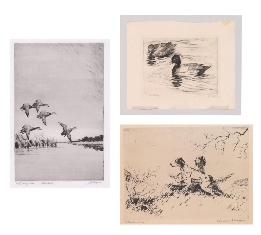 Four Signed Wildlife Etchings by Various Artists (1 of 9)
