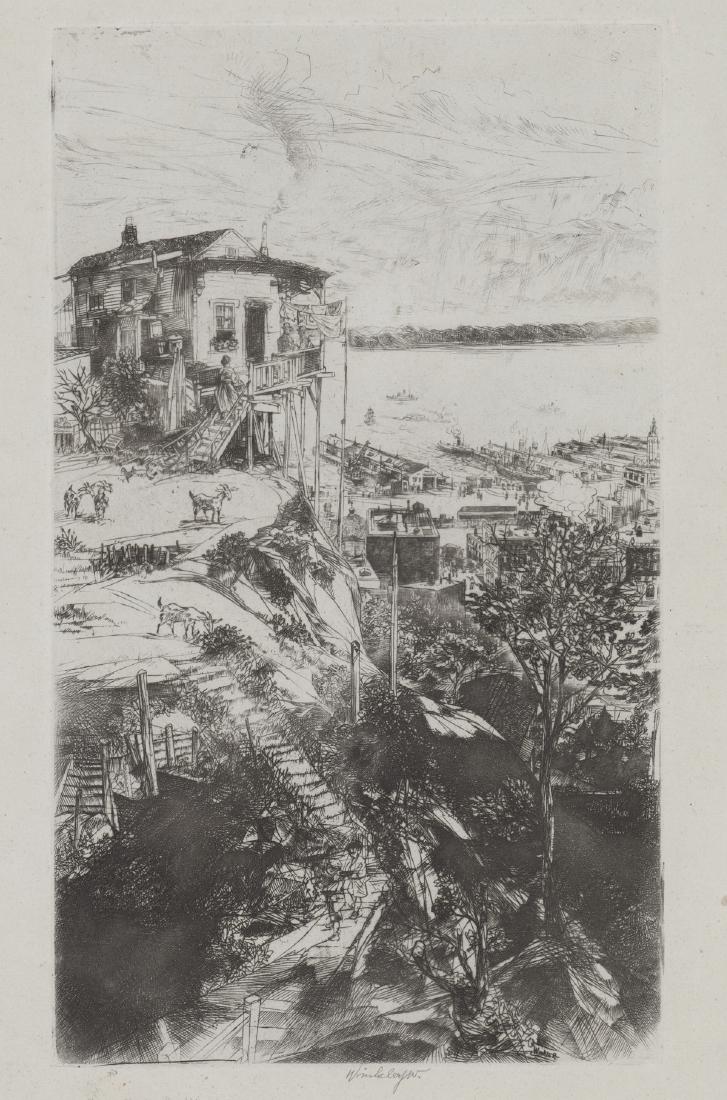 John William Winkler Signed Etching: John William Winkler (American 1890 - 1979) signed etching. Signed ("Winkler JW ") in pencil lower center. Title "Forbes House (Home) on T-H (Telegraph Hill)" in pencil lower left of sheet. Measures 7