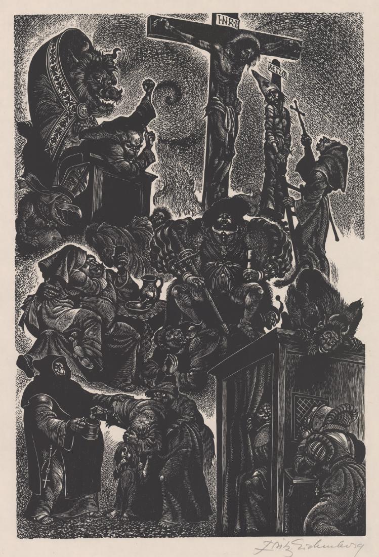 Fritz Eichenberg Signed Wood Engraving (1 of 4)