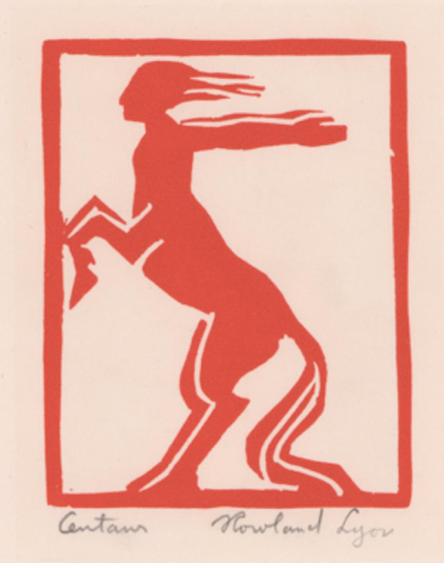 Rowland Lyon Signed Woodblock in Red (1 of 2)