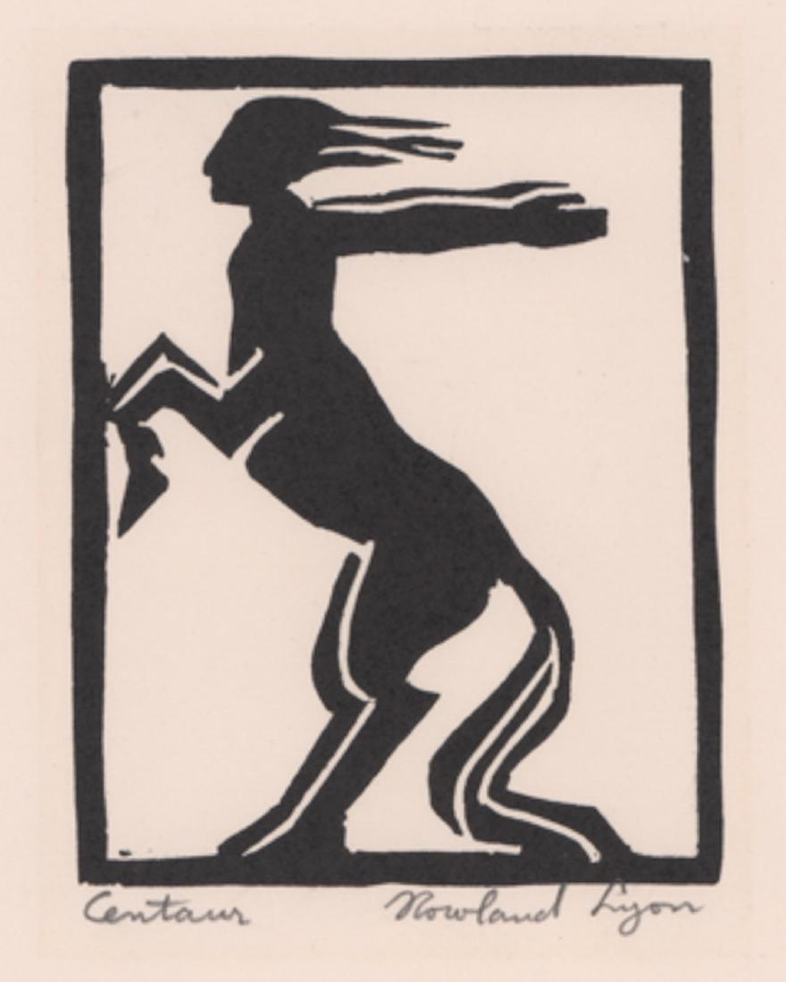 Rowland Lyon Signed Woodblock in Black (1 of 2)