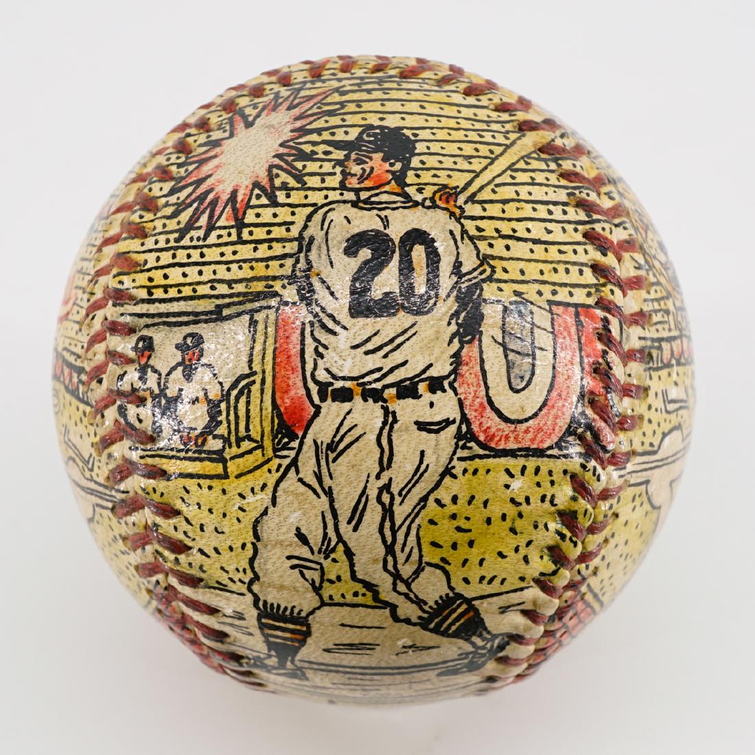 George Sosnak "Chuck Kress" Folk Art Baseball: George Sosnak "Chuck Kress" folk art hand-painted baseball. From the estate of former Major Leaguer Charles "Chuck" Kress (Cincinnati Reds 1947, 1949, Chicago White Sox 1949-1950, Detroit Tigers 1954,