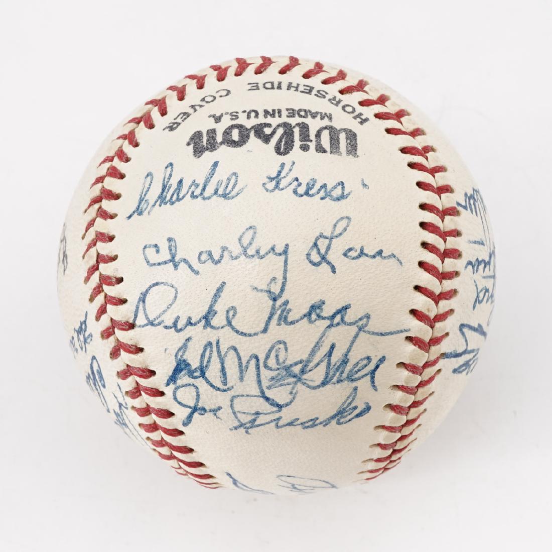 1956 Charleston Senators Team Signed Baseball: 1956 Charleston Senators team signed baseball with 17 signatures. From the estate of former Senator and Major Leaguer Charles "Chuck" Kress (Cincinnati Reds 1947, 1949, Chicago White Sox 1949-1950, De