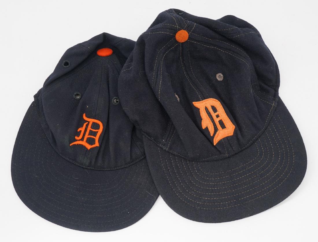 Two Detroit Tigers Caps E/O Chuck Kress: Two Professional Model and/or vintage Detroit Tigers caps from the estate of former Detroit Tiger Charles "Chuck" Kress (Cincinnati Reds 1947, 1949, Chicago White Sox 1949-1950, Detroit Tigers 1954, B