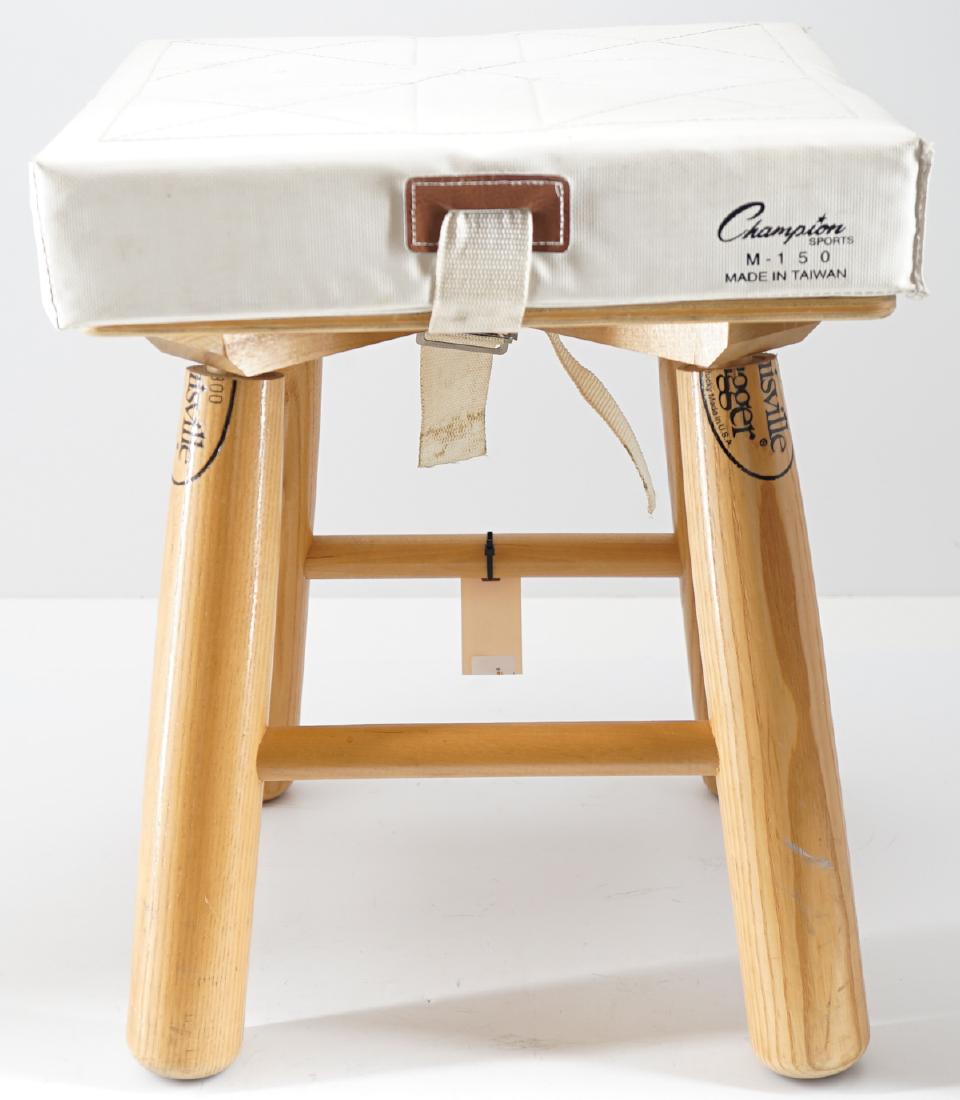 Baseball Base and Bat Stool: Baseball base and bat stool measuring 18" x 15" x 13.5". We ship all items from this auction in-house and gladly combine shipping if possible of multiple items.