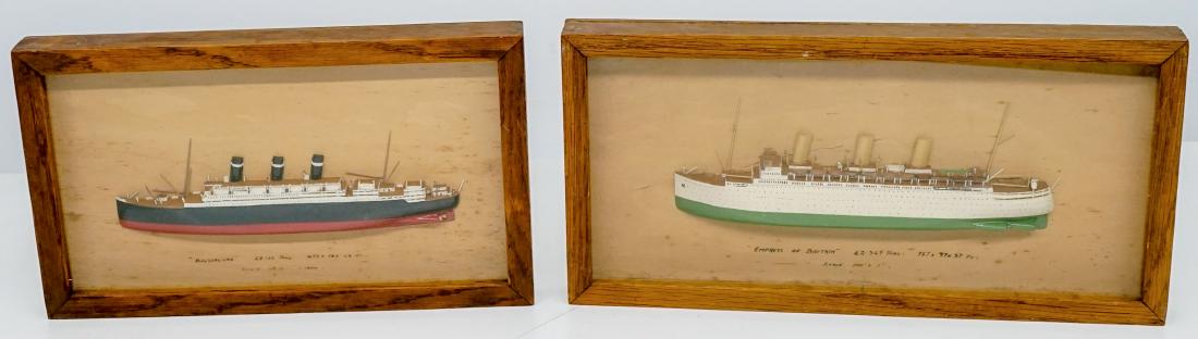 Two Framed 100 ft.=1 in. Ship Models: Two shadowbox framed ship models 100 ft.= 1 in. Includes "Empress of Britain" and "Belgenland". Excellent condition. We ship all items from this auction in-house and gladly combine shipping if possibl