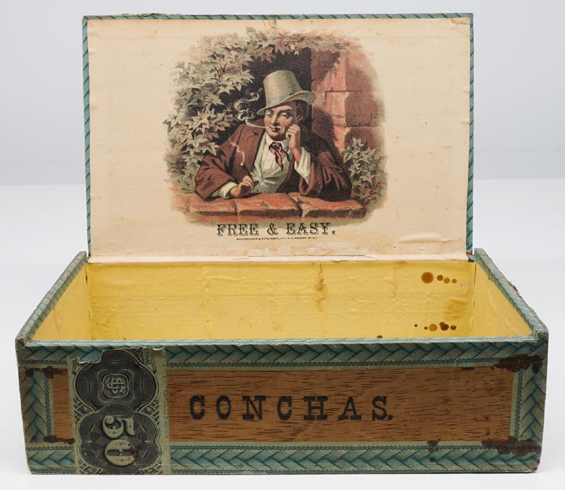 Free & Easy Cigar Box: Free & Easy cigar box. Measures 2.25 in. x 8 in. x 4.75 in. We ship all items from this auction in-house and gladly combine shipping if possible of multiple items.