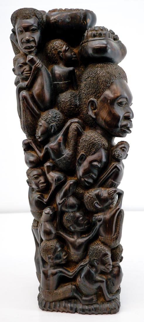 African Carved Family Tree of Life Totem: Fantastic African carved tree of life totem. Measures 21.5 in. x 7.5 in. x 4.5 in. Provenance: Private Collection, Spokane, Wa. We ship all items from this auction in-house and gladly combine shipping