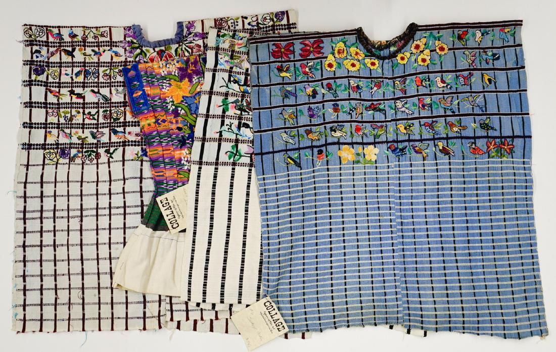 Guatemalan Hand Embroidered Clothing: Four pieces of Guatemalan and possibly other Central American hand embroidered clothing. Originates from Solala. Lakeside Village on Lake Atitlan. Formerly in the collection of the Collage Gallery, Bi