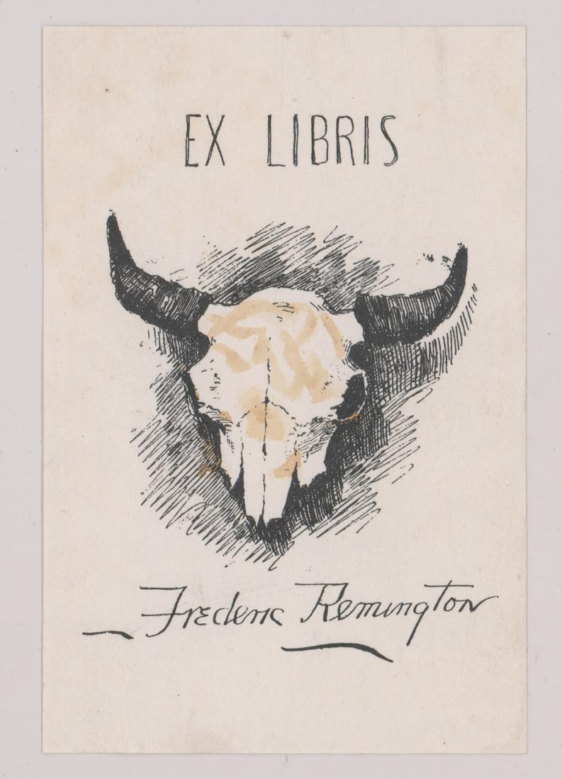 Frederic Remington Bookplate Ex-Libris Label: Frederic Remington vintage bookplate ex-libris label. Measures 4.5 in. x 3 in. G-VG/VG. Condition report provided as an opinion only and is no guarantee. Buyer must view photos or scans and make their
