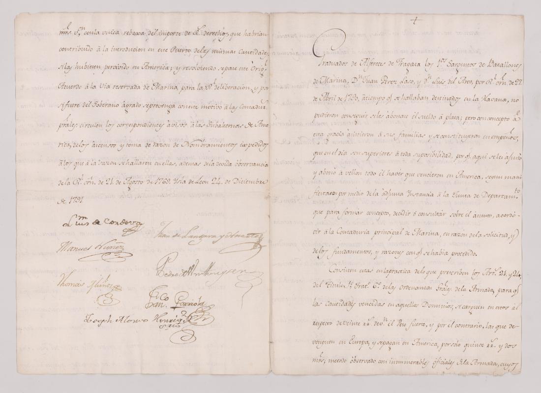 1791 Spanish Naval Letter Luis de Cordova: 1791 Admiral Luis de Cordova y Cordova (1706-1796), Admiral Manuel Nunez Gaona and more signed handwritten letter dated 1791. Admiral Luis de Cordova y Cordova, OCIII, KOC was a Spanish admiral. He is