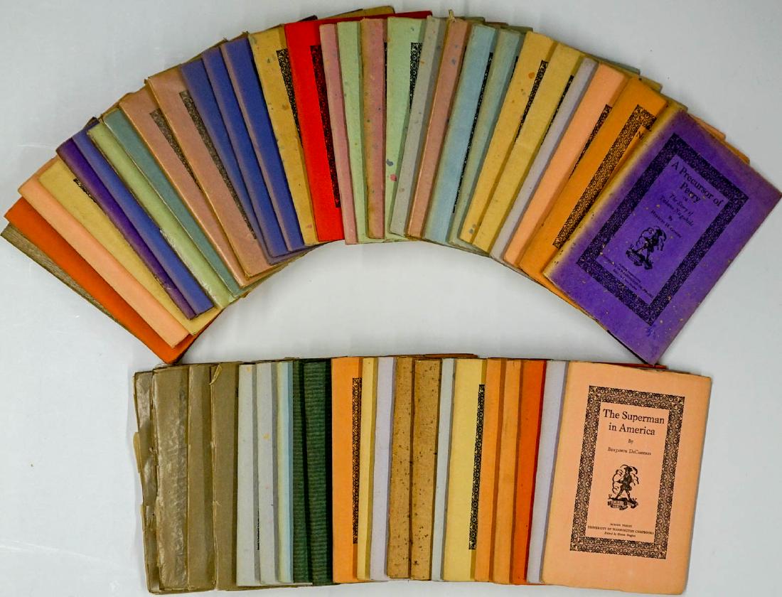 Fifty University of Washington Chapbooks: Group of fifty University of Washington Chapbooks. Includes: Bovarysm; Sigrid Undset; The Superman in America and more. Measure 7.5" x 5.25". Provenance: Estate of Russell Johanson, Ravenna Rare Books