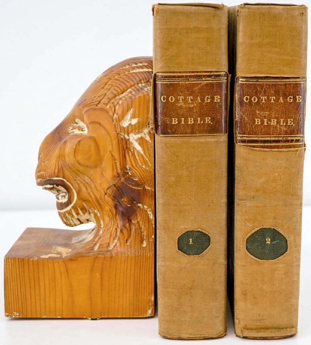 The Cottage Bible 1834 (2 Volumes Complete): The Cottage Bible, and Family Expositor. Complete in two volumes. 1834. D. F. Robinson and H. F. Sumner, Hartford. Each with hand made cloth book cover. Owner name front flyleaf. 1439 pp. total. Measu