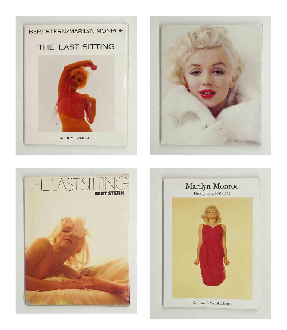 (4) Marilyn Monroe Books of Photographs: Group of four Marilyn Monroe books of photographs. Includes: 1) The Last Sitting. Bert Stern. 101 photographs 1993, with dust jacket unclipped. 119 pp. Pale pink cloth covers. Measures 10.875 in. x 9.