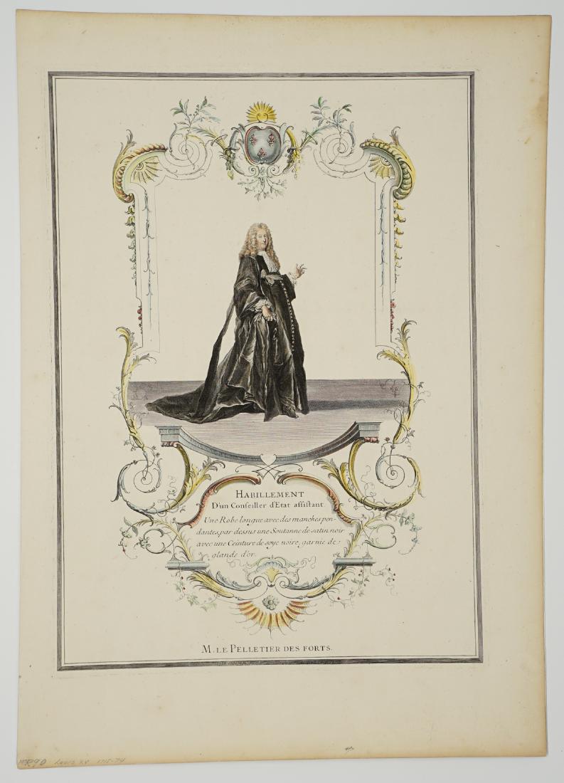 Antique Colored Engraving Louis XV (1710-1774) (1 of 1)