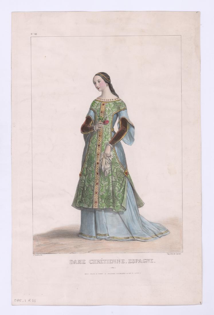 Large Deveria Fashion Hand Colored Lithograph (1 of 1)