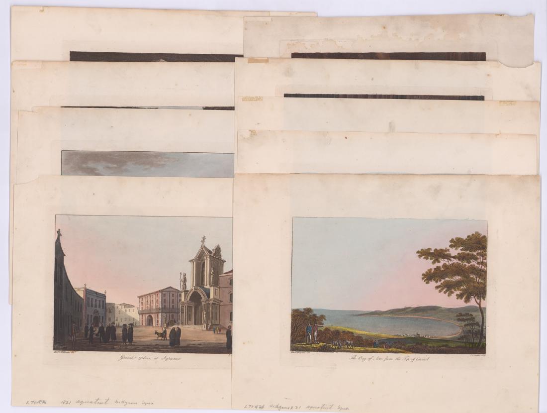 Rev. Cooper Willyams (1762 - 1816) Scenes of Syria: After Rev. Cooper Willyams (1762 - 1816). Nine color aquatint/etchings by Rev. Cooper Willyams (1762 - 1816), circa 1820's. Each depicts a different scene of Syria. 1) Grand Place, at Syracuse. 2) Gar